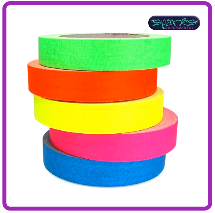 Teling 36 Rolls UV Tape 6 Colors Neon Gaffer Tape Glow in The Dark Tape  Fluorescent Cloth Tape for Black Light Neon Glow Party Supplies, 33Ft Per