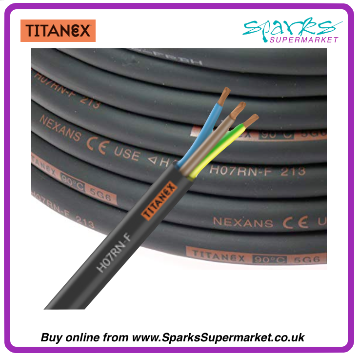 6mm H07RN-F 3-Core Rubber Cable - 32A TRS - Per Metre