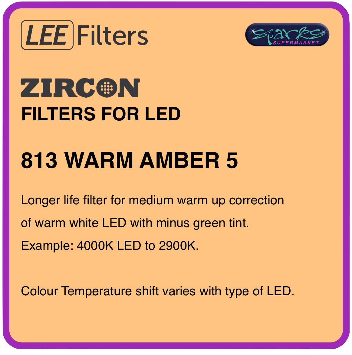 LEE ZIRCON 813 WARM AMBER 5 - L813