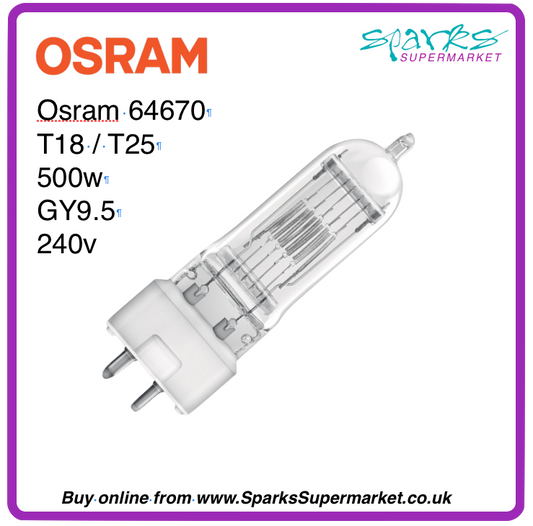 T25 (T18) 500W 240V GY9.5 THEATRE LAMP (OSRAM)